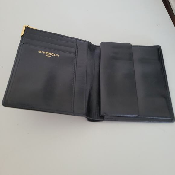 Givenchy Men's Card Bill Coin Holder Wallet Bifold Leather Medium Black Retro - Picture 3 of 13